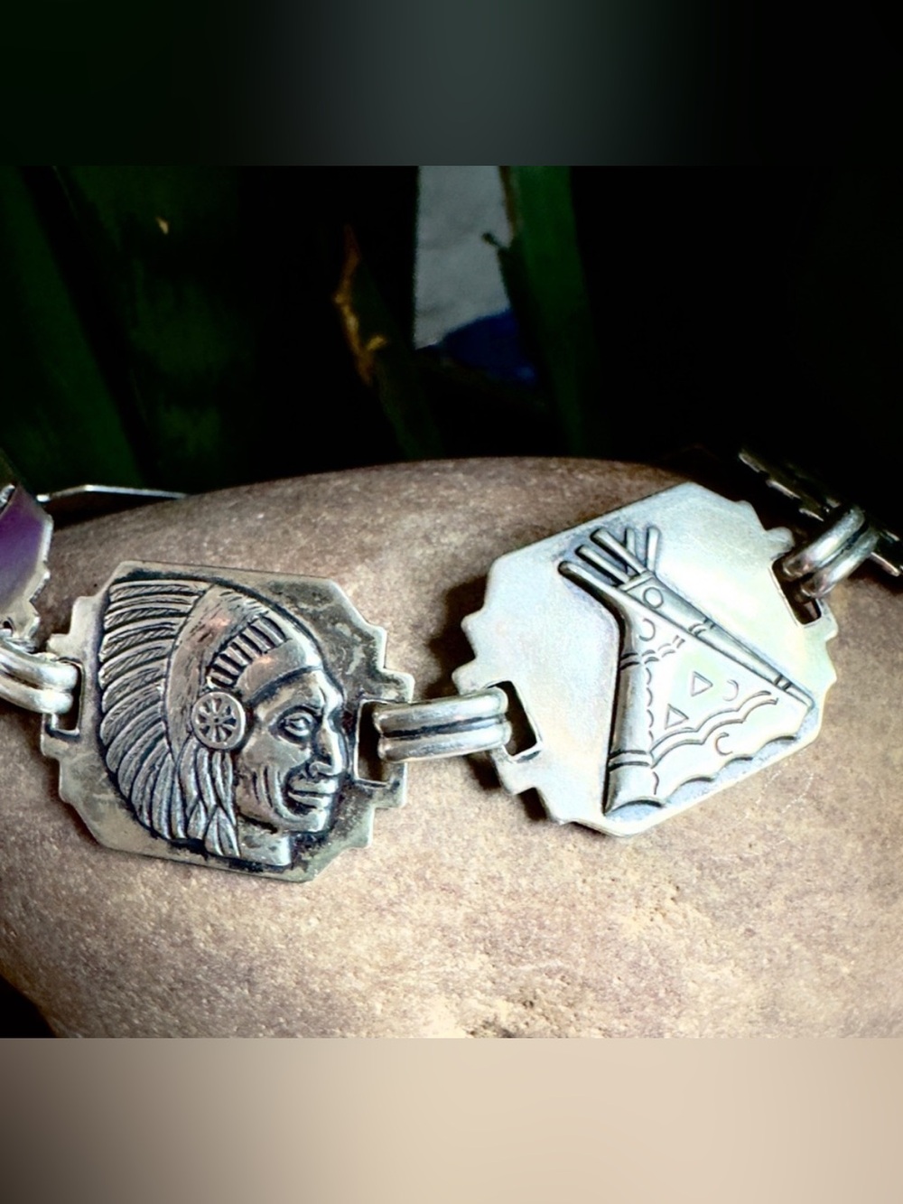 Vintage Native American Indian Panel Bracelet